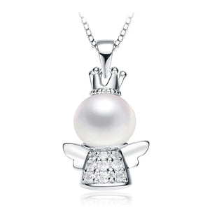 Real Freshwater Pearl Pendant 925 Silver Angel Wing Natural Pearl Necklace