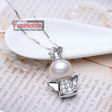 Real Freshwater Pearl Pendant 925 Silver Angel Wing Natural Pearl Necklace