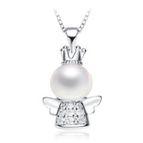 Real Freshwater Pearl Pendant 925 Silver Angel Wing Natural Pearl Necklace