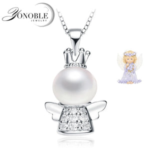 Real Freshwater Pearl Pendant 925 Silver Angel Wing Natural Pearl Necklace