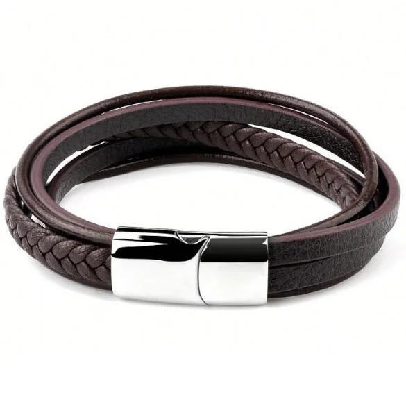 Bestxy Logo Braided Leather Bracelet For Men