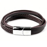 Bestxy Logo Braided Leather Bracelet For Men