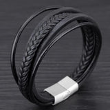 Bestxy Logo Braided Leather Bracelet For Men