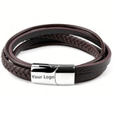 Bestxy Logo Braided Leather Bracelet For Men