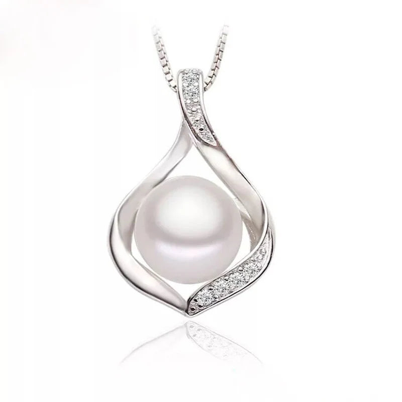 Natural Freshwater Pearl Pendant Necklace 925 Silver Girl Birthday Gift