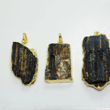 Raw Stone Druzy Pendant Large Tourmaline for Women