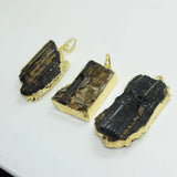 Raw Stone Druzy Pendant Large Tourmaline for Women