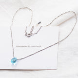 Crystal Water Drop Pendant Necklace 925 Silver Clavicle Chain S-N292