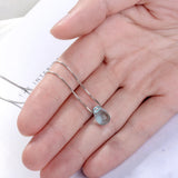 Crystal Water Drop Pendant Necklace 925 Silver Clavicle Chain S-N292