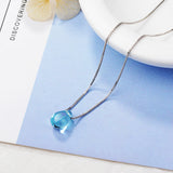 Crystal Water Drop Pendant Necklace 925 Sterling Silver Clavicle Chain Necklace