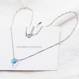 Crystal Water Drop Pendant Necklace 925 Sterling Silver Clavicle Chain Necklace