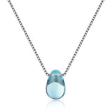 Crystal Water Drop Pendant Necklace 925 Silver Clavicle Chain S-N292