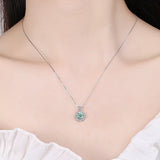 925 Silver Moissanite Round Pendant Necklace Women Sparkling Wedding Jewelry