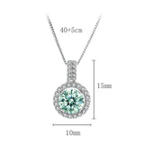 925 Silver Moissanite Round Pendant Necklace Women Sparkling Wedding Jewelry