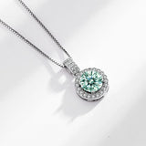 925 Silver Moissanite Round Pendant Necklace Women Sparkling Wedding Jewelry