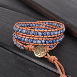 Vein Stone Leather Wrap Bracelet for Women