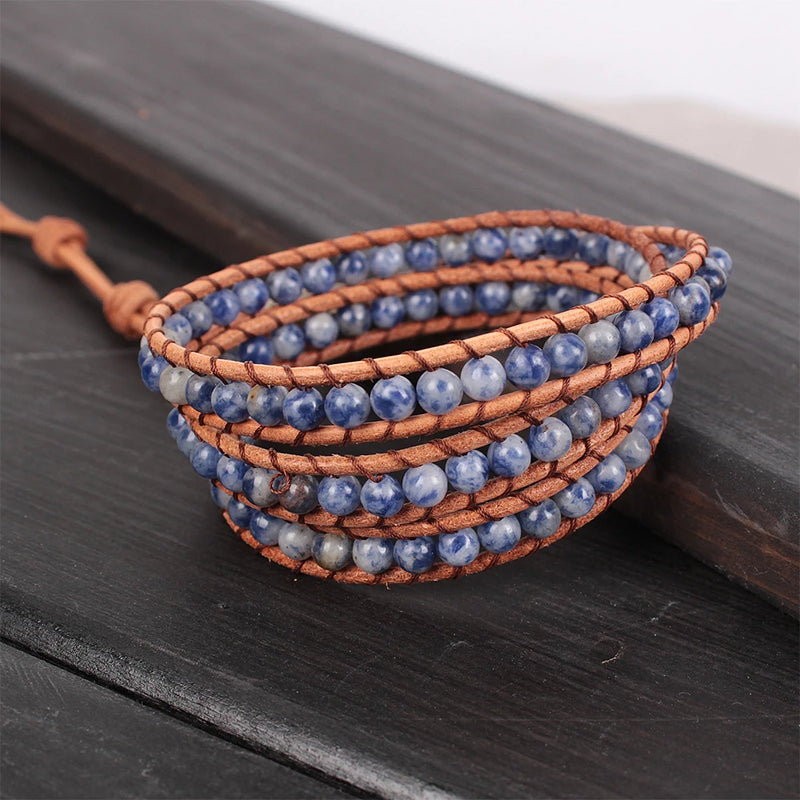 Vein Stone Leather Wrap Bracelet for Women