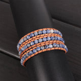 Vein Stone Leather Wrap Bracelet for Women