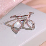 925 Silver Cross Ring Women Party Zircon Jewelry
