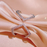 925 Silver Cross Ring Women Party Zircon Jewelry