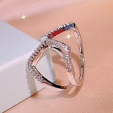 925 Silver Cross Ring Women Party Zircon Jewelry