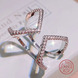 925 Silver Cross Ring Women Party Zircon Jewelry