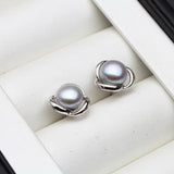 Classic Natural Freshwater Pearl Earrings, 925 Silver Studs, Thanksgiving Gift
