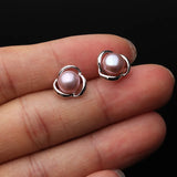 Classic Natural Freshwater Pearl Earrings, 925 Silver Studs, Thanksgiving Gift