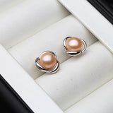Classic Natural Freshwater Pearl Earrings, 925 Silver Studs, Thanksgiving Gift