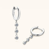 Real D 2.5mm Moissanite Tassel Hoop Earrings 925 Silver Drop Earrings