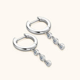Real D 2.5mm Moissanite Tassel Hoop Earrings 925 Silver Drop Earrings