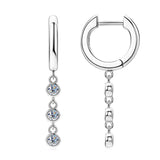 Real D 2.5mm Moissanite Tassel Hoop Earrings 925 Silver Drop Earrings