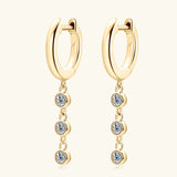 Real D 2.5mm Moissanite Tassel Hoop Earrings 925 Silver Drop Earrings