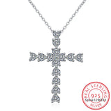 D Heart Moissanite Cross Necklace 100% S925 Sterling Silver Jesus Chain