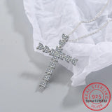 D Heart Moissanite Cross Necklace 100% S925 Sterling Silver Jesus Chain