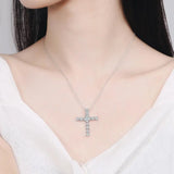D Heart Moissanite Cross Necklace 100% S925 Sterling Silver Jesus Chain