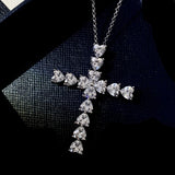 D Heart Moissanite Cross Necklace 100% S925 Sterling Silver Jesus Chain
