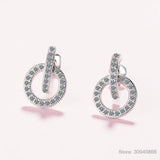 Real D Moissanite Diamond Circle Stud Earring 925 Sterling Silver Wedding Jewelr