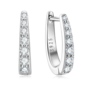 Real D VVS1 Moissanite Clip Earrings 925 Silver Diamond Hoops Fine Jewelry