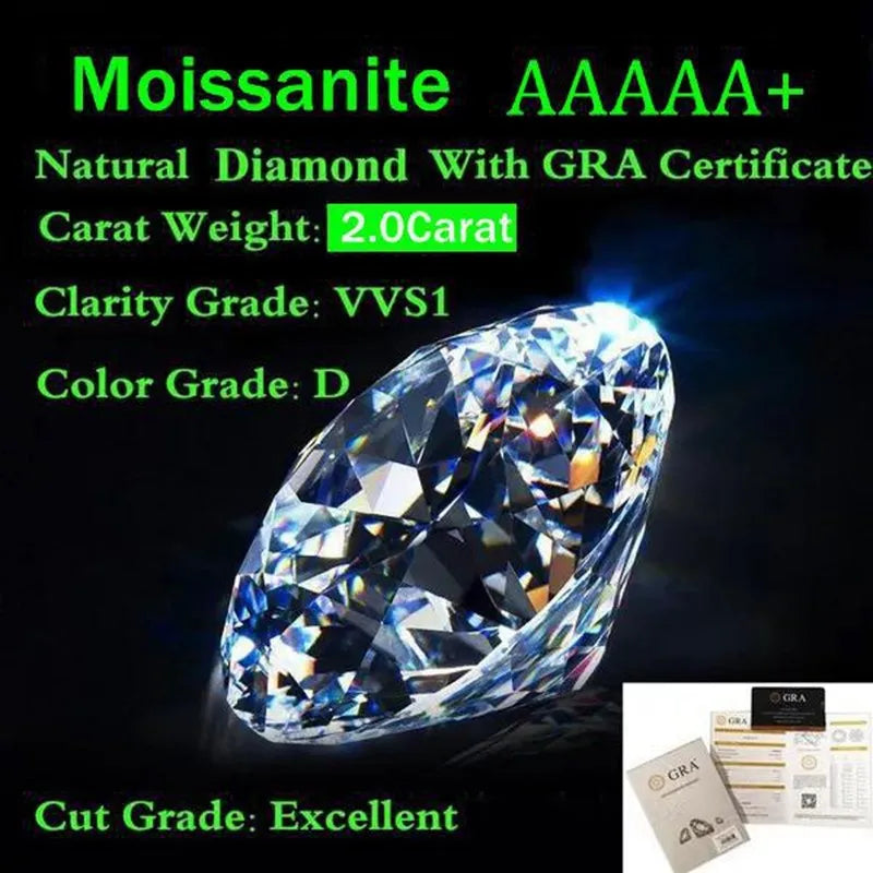 D Colorless Moissanite Diamond Loose Gemstone VVS1 Round Brilliant Cut