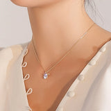Real Diamond Bow Pendant 925 Silver Necklace Women's Jewelry Gift