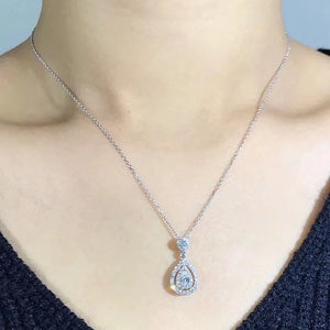 Real Diamond Wedding Necklace Pendant for Women Sterling S925 Silver