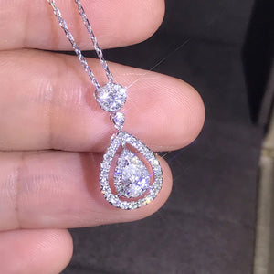 Real Diamond Wedding Necklace Pendant for Women Sterling S925 Silver