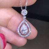 Real Diamond Wedding Necklace Pendant for Women Sterling S925 Silver