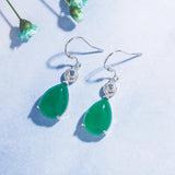 Real Emerald S925 Silver Drop Earrings Women Wedding Jewelry