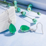 Real Emerald S925 Silver Drop Earrings Women Wedding Jewelry