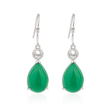 Real Emerald S925 Silver Drop Earrings Women Wedding Jewelry