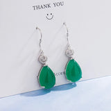 Real Emerald S925 Silver Drop Earrings Women Wedding Jewelry