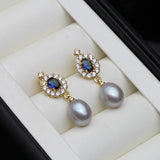 Freshwater Drop Earrings, Gold-Plated Pearl Earrings for Women