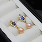 Freshwater Drop Earrings, Gold-Plated Pearl Earrings for Women